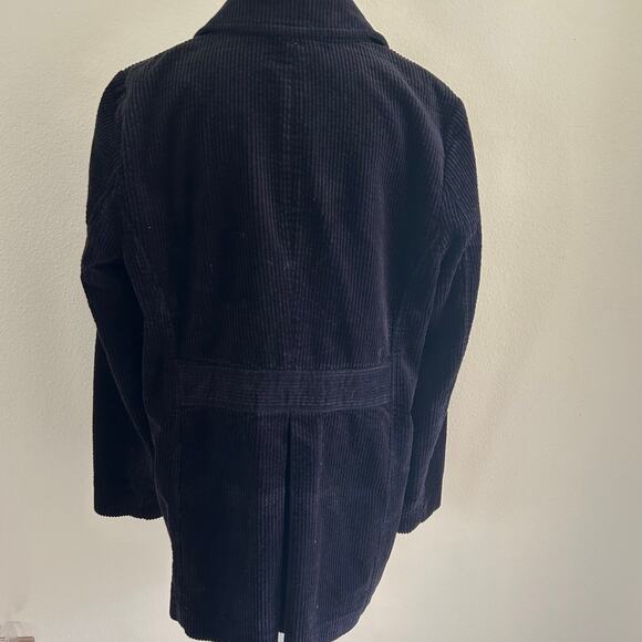 J Jill Wide Wale Corduroy Coat Jacket SZM Black Button Front Long Sleeve - Picture 6 of 11
